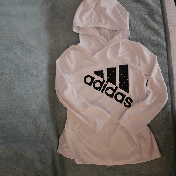 Adidas Kids White Hoodie Shirt - Picture 3 of 8